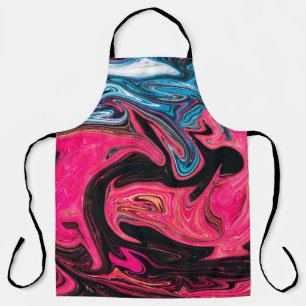 Colourful marbleised painting background. Liquid m Apron