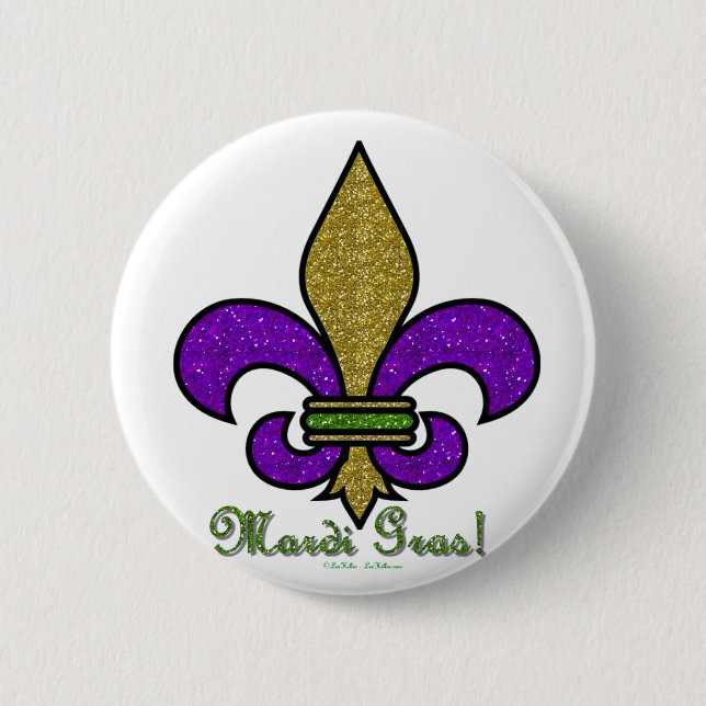 Colourful Mardi Gras Fleur De Lis 6 Cm Round Badge (Front)