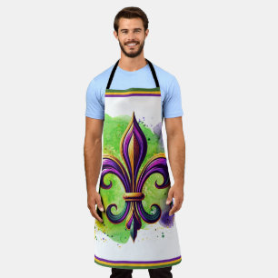 Colourful Mardi Gras Fleur de lis  Apron