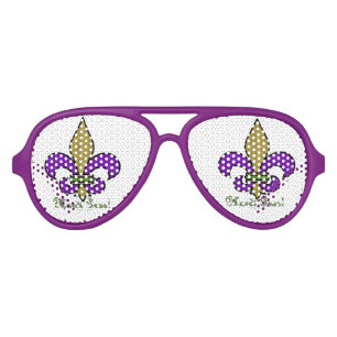 Colourful Mardi Gras Fleur De Lis Aviator Sunglasses