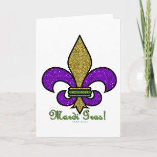 Colourful Mardi Gras Fleur De Lis Card