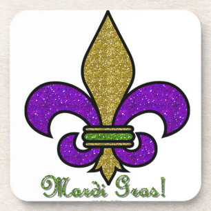 Colourful Mardi Gras Fleur De Lis Coaster