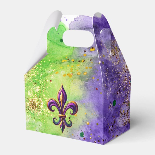 Colourful Mardi Gras Fleur de lis  Favour Box (Front Side)