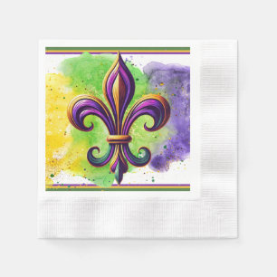 Colourful Mardi Gras Fleur de lis Napkin