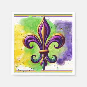 Colourful Mardi Gras Fleur de lis  Napkin