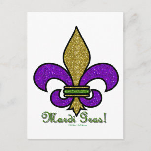 Colourful Mardi Gras Fleur De Lis Postcard