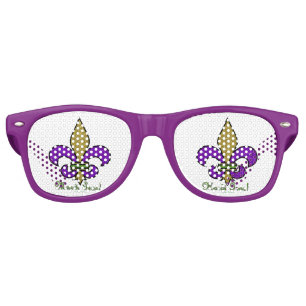 Colourful Mardi Gras Fleur De Lis Retro Sunglasses