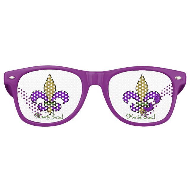Colourful Mardi Gras Fleur De Lis Retro Sunglasses (Front)