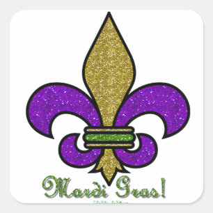 Colourful Mardi Gras Fleur De Lis Square Sticker