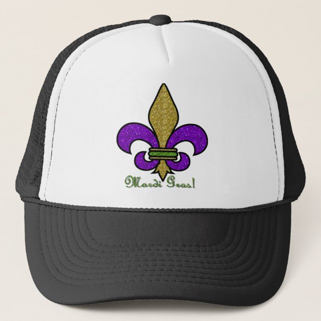Colourful Mardi Gras Fleur De Lis Trucker Hat (Front)