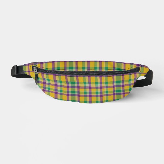 Colourful Mardi Gras gingham patterned Bum Bags (Front)
