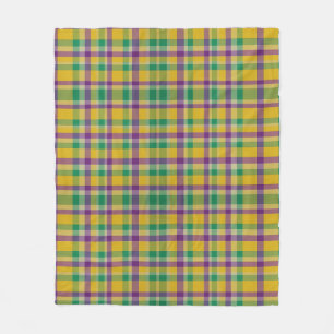 Colourful Mardi Gras gingham patterned Fleece Blanket