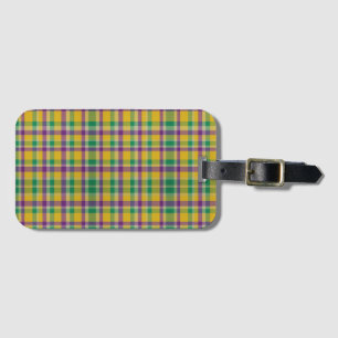 Colourful Mardi Gras gingham patterned Luggage Tag