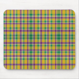 Colourful Mardi Gras gingham patterned Mouse Pad