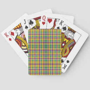 Colourful Mardi Gras gingham patterned Playing Cards