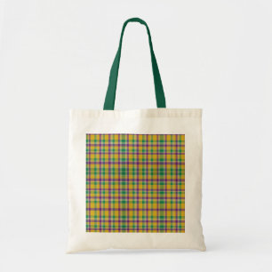 Colourful Mardi Gras gingham patterned Tote Bag