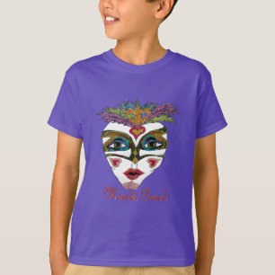Colourful Mardi Gras Glitter Feather Mask T-Shirt