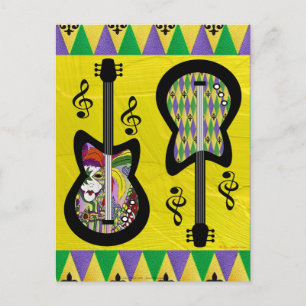 Colourful Mardi Gras Guitars Postcard