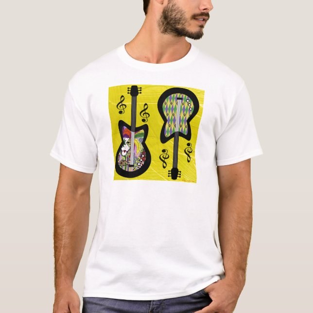 Colourful Mardi Gras Guitars T-Shirt (Front)