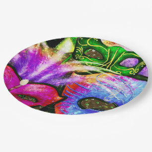 Colourful Mardi Gras Masks Paper Plates