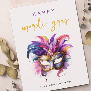 Colourful Mardi Gras Masquerade Business Postcard
