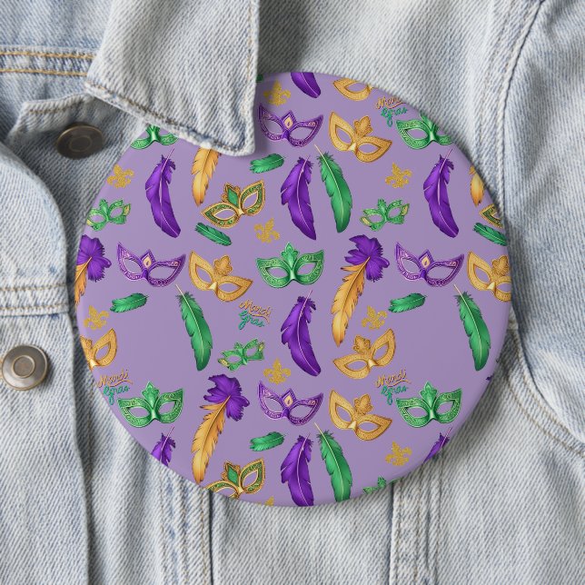 Colourful Mardi Gras patterned  6 Cm Round Badge (In Situ)