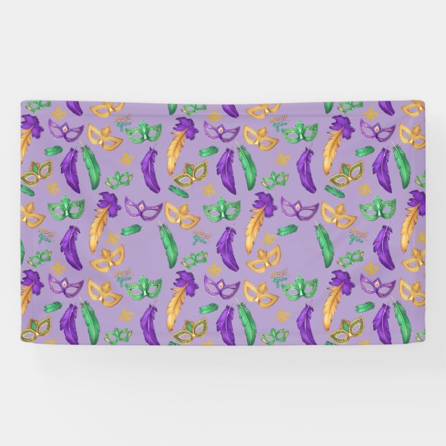 Colourful Mardi Gras patterned  Banner (Horizontal)