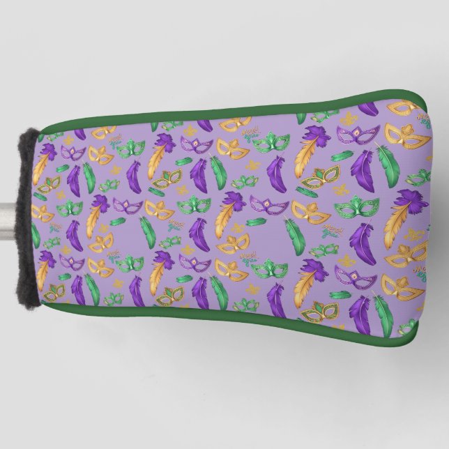 Colourful Mardi Gras patterned  Golf Head Cover (Front)