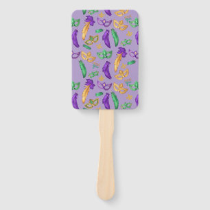 Colourful Mardi Gras patterned  Hand Fan