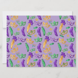 Colourful Mardi Gras patterned Holiday Card