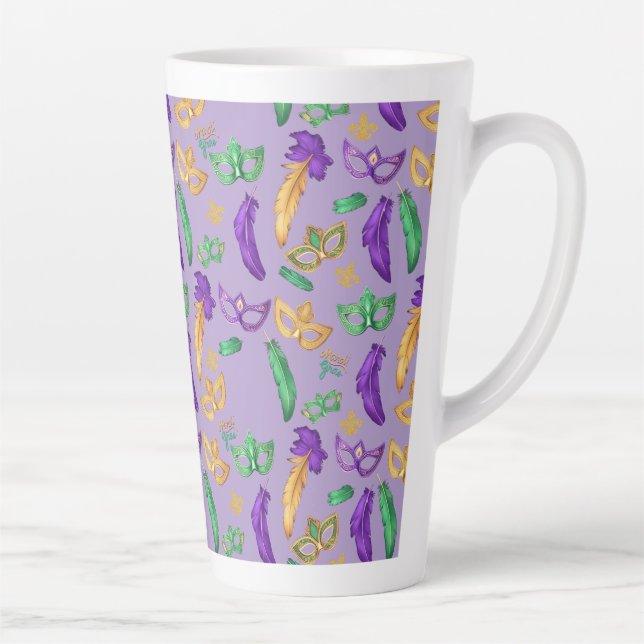 Colourful Mardi Gras patterned  Latte Mug (Right)