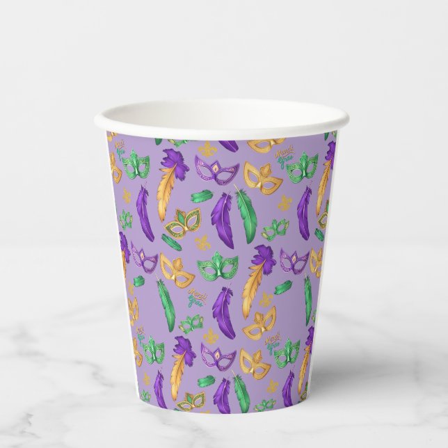 Colourful Mardi Gras patterned  Paper Cups (Front)