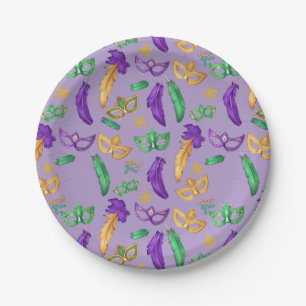 Colourful Mardi Gras patterned Paper Plate