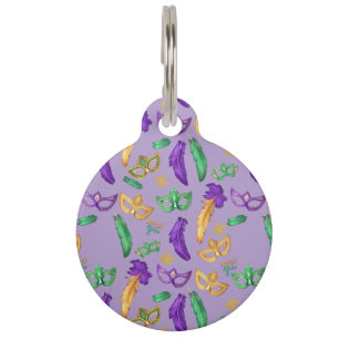 Colourful Mardi Gras patterned  Pet Tag