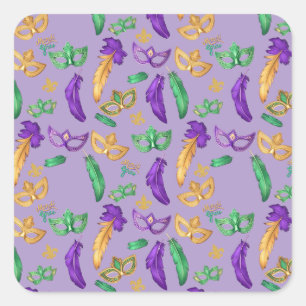 Colourful Mardi Gras patterned Square Sticker