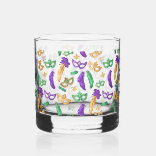 Colourful Mardi Gras patterned  Whiskey Glass