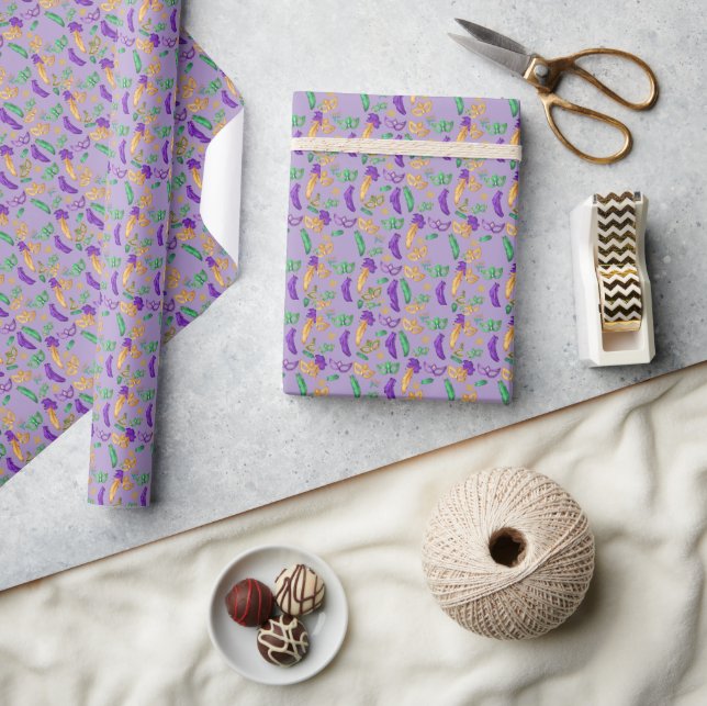 Colourful Mardi Gras patterned  Wrapping Paper (Crafts)