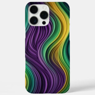 Colourful Mardi Gras wave patterned iPhone 16 Pro Max Case