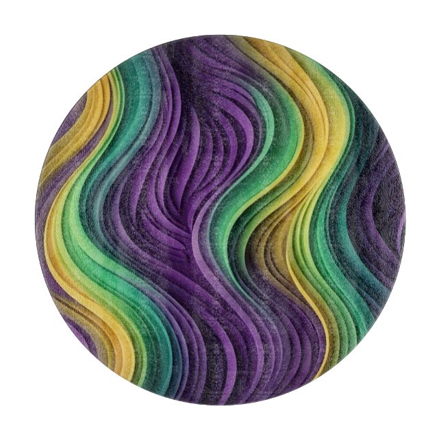 Colourful Mardi Gras wave patterned  Cutting Board (Front)