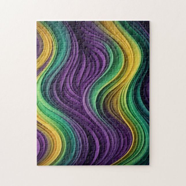 Colourful Mardi Gras wave patterned  Jigsaw Puzzle (Vertical)