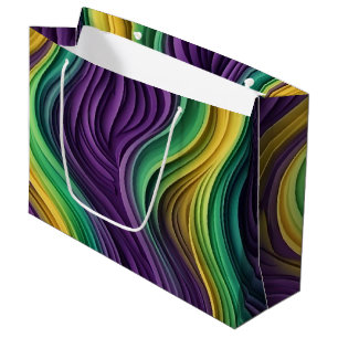 Colourful Mardi Gras wave patterned Large Gift Bag