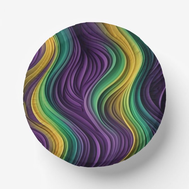 Colourful Mardi Gras wave patterned  Paper Plate (Front)