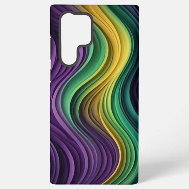 Colourful Mardi Gras wave patterned  Samsung Galaxy S22 Ultra Case (Back)