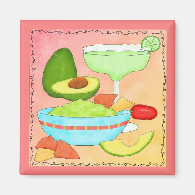 Colourful Margarita Guacamole Fun Celebrate Magnet (Front)
