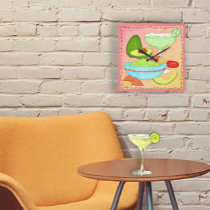 Colourful Margarita Guacamole Fun Celebrate Square Wall Clock