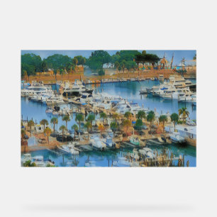 Colourful Marina Wall Art Coastal Harbour Boats Acrylic Sign