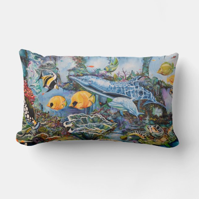 Colourful Marine Animals Lumbar Cushion (Front)
