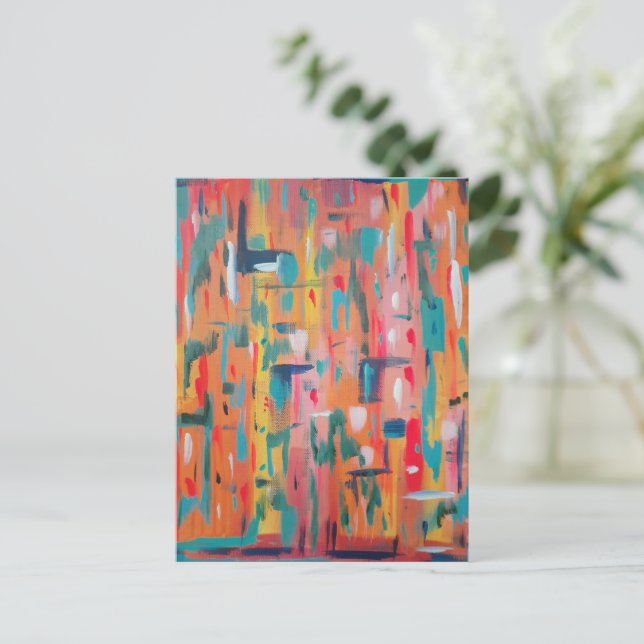 Colourful Mark Making Abstract  Postcard (Standing Front)