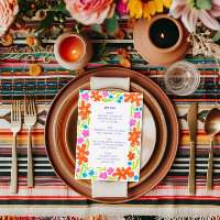 Colourful Marker Sketch Flower Border Menu