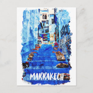 Colourful Marrakech Morocco Architecture Watercolo Postcard